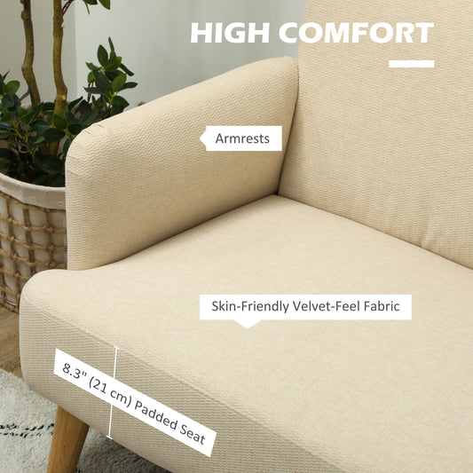 Velvet-Feel Loveseat with Thick Padding
