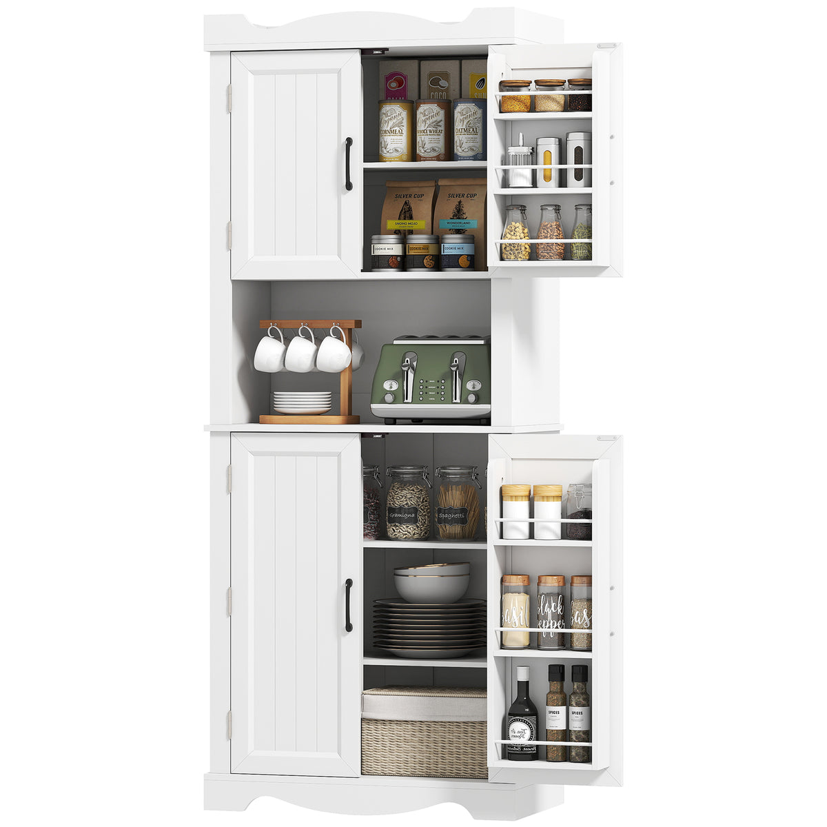 Kitchen Pantry Cabinet with 12 Door Shelves – 30"W x 73"H