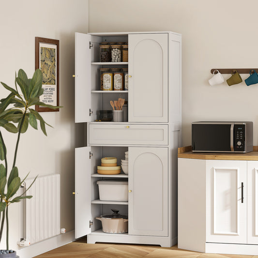Modern Freestanding Storage Cabinet with Shaker Doors and Adjustable Shelves – 30"W x 72"H