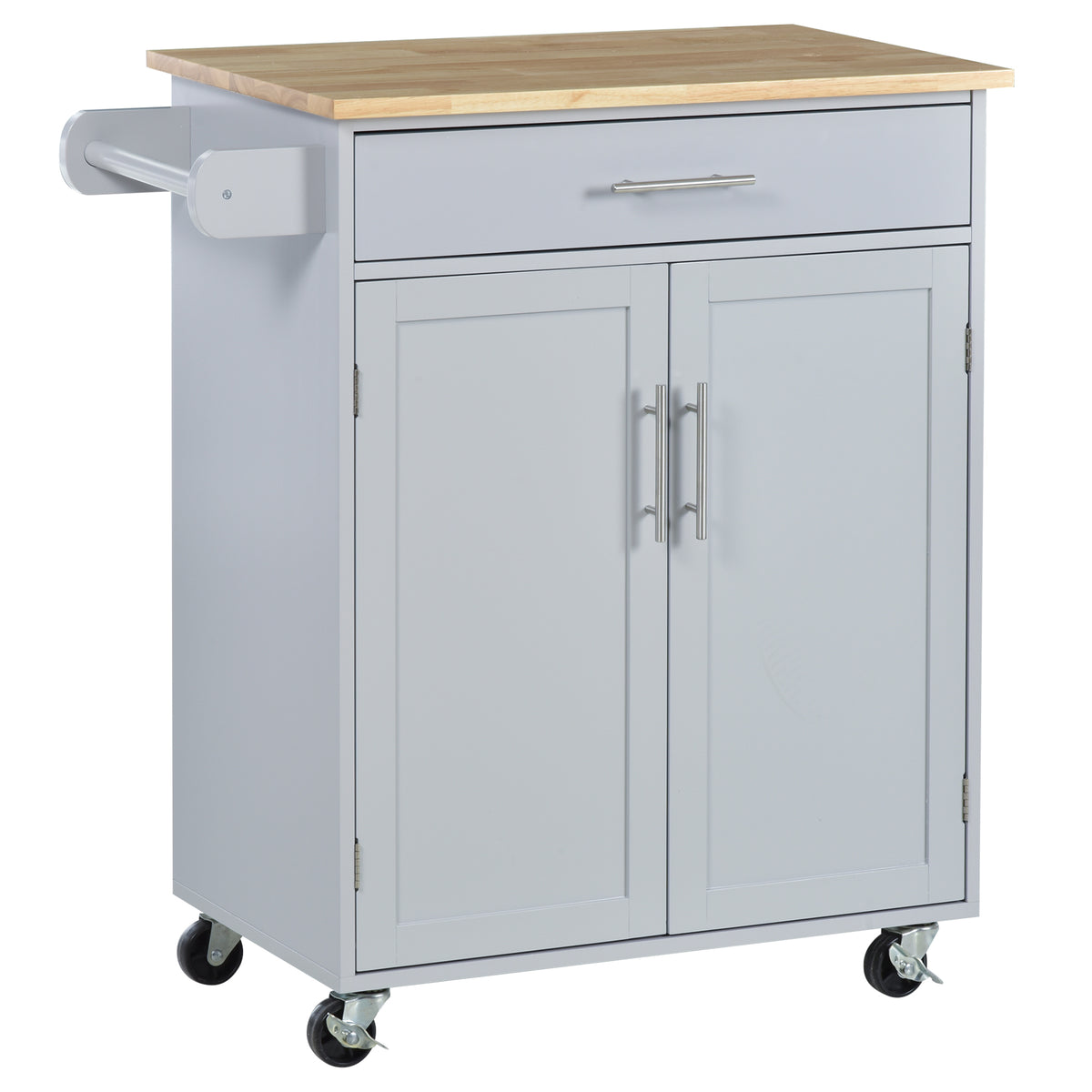 Rolling Kitchen Island Cart with Wood Top – 33"W x 36"H