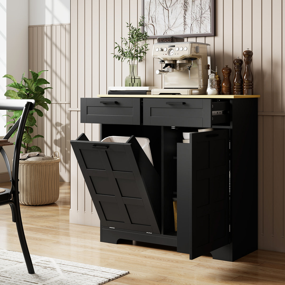 Kitchen Island with Trash Cabinet – 39"W x 36"H