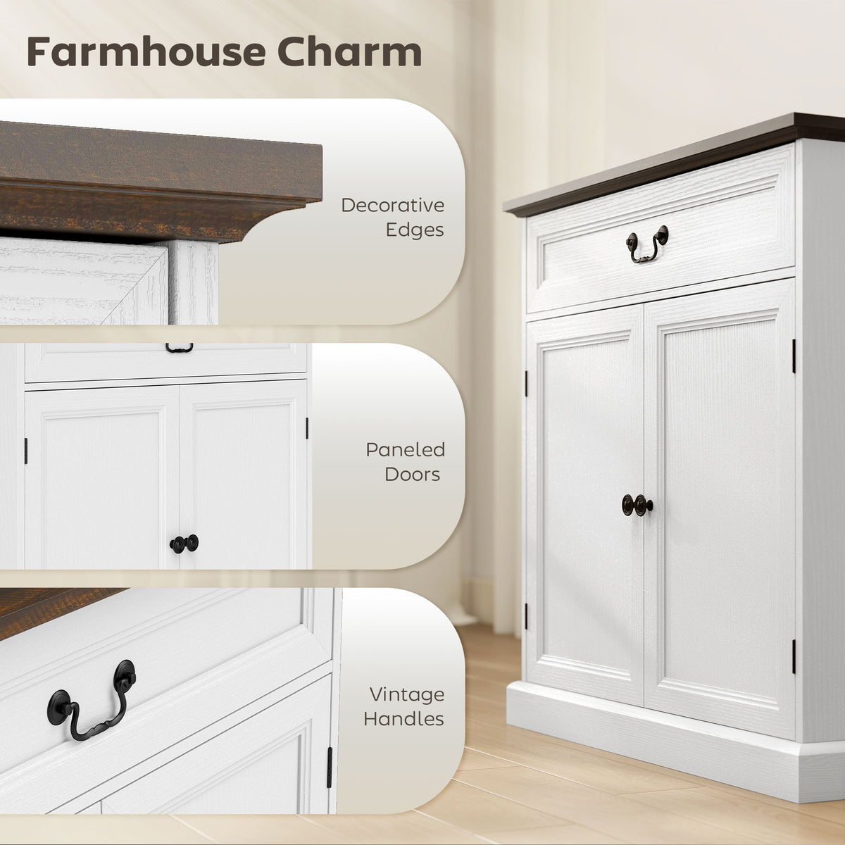 Farmhouse Sideboard with Thick Top – 31"W x 33"H