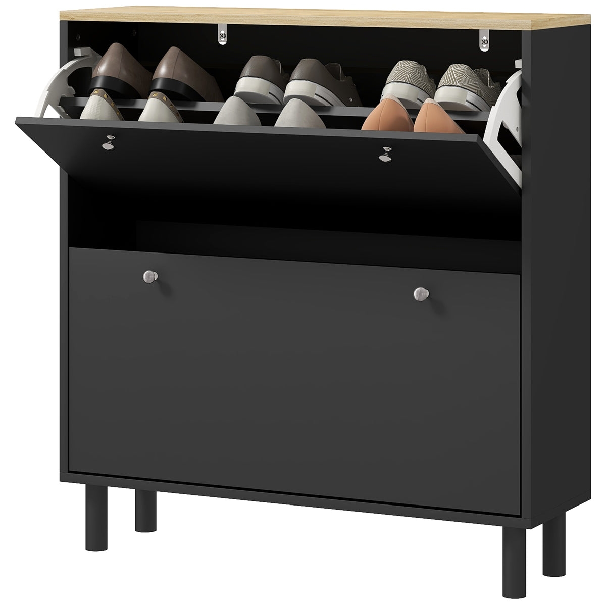 Shoe Cabinet with 2 Drawers and Adjustable Shelves – 32"W x 34"H