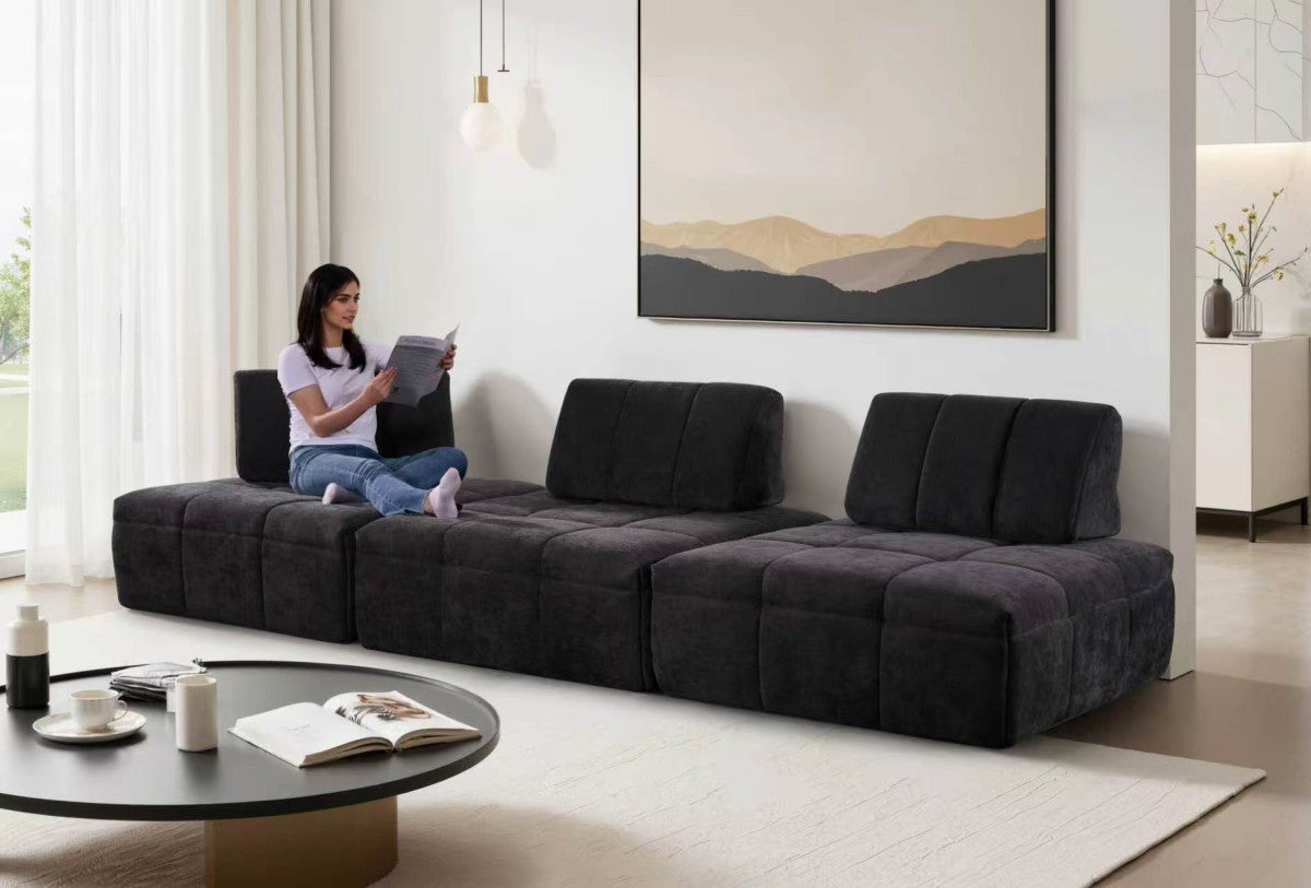 Upholstered Modular Armless Chair – Black