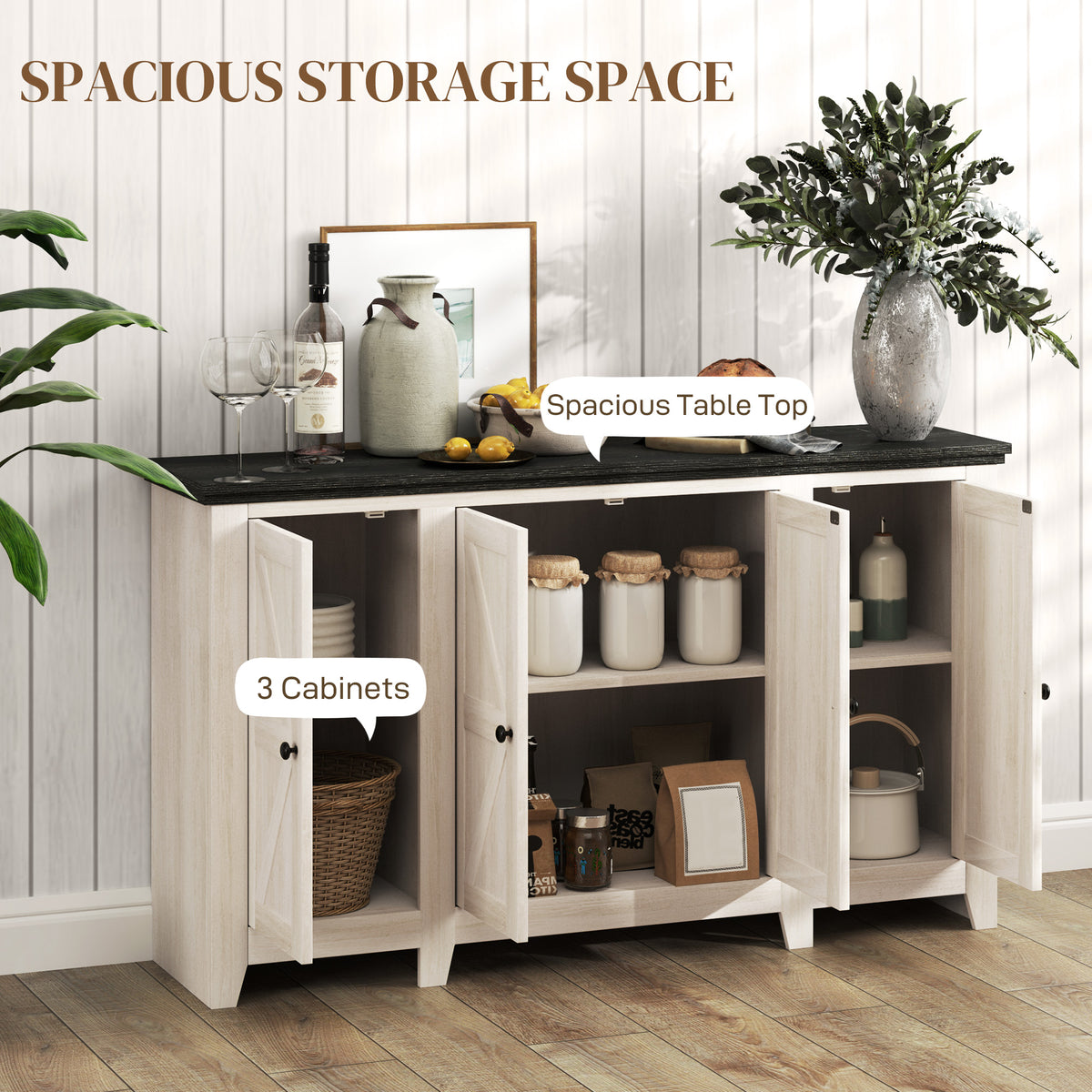 Buffet Cabinet with Adjustable Shelves – 47"W x 28"H