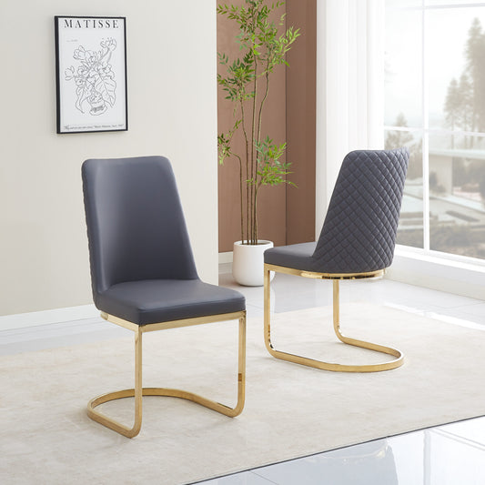 Cantilever Faux Leather Dining Chair, Gold Base
