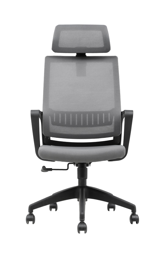 Ergonomic Grey Mesh Office Chair, Adjustable Height, Lumbar Support, Smooth Casters