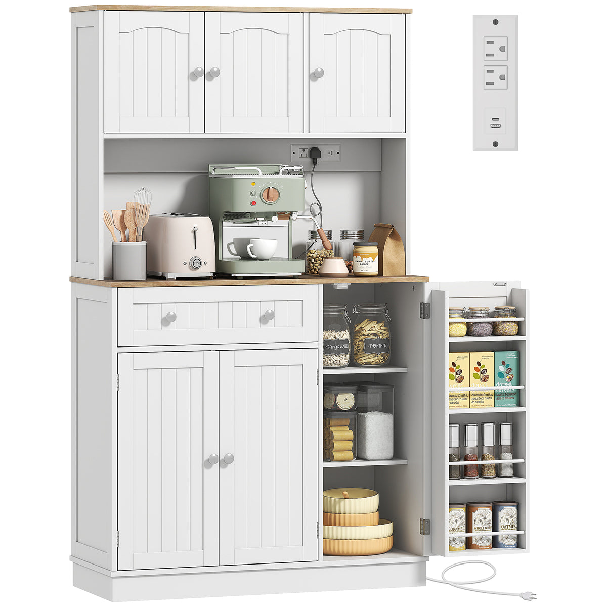 Pantry Cabinet with Charging Station – 39"W x 68"H