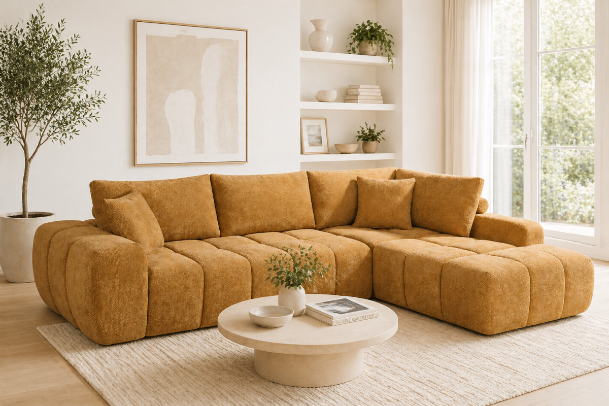 Tufted Sectional – Mustard