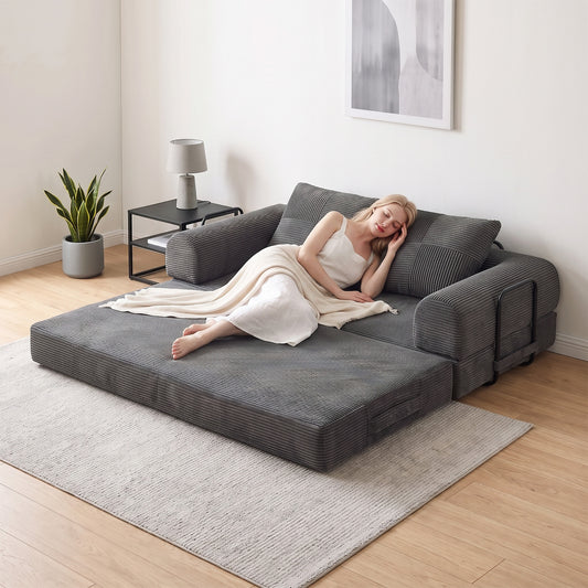 5-in-1 Corduroy L-Shaped Convertible Sleeper Loveseat