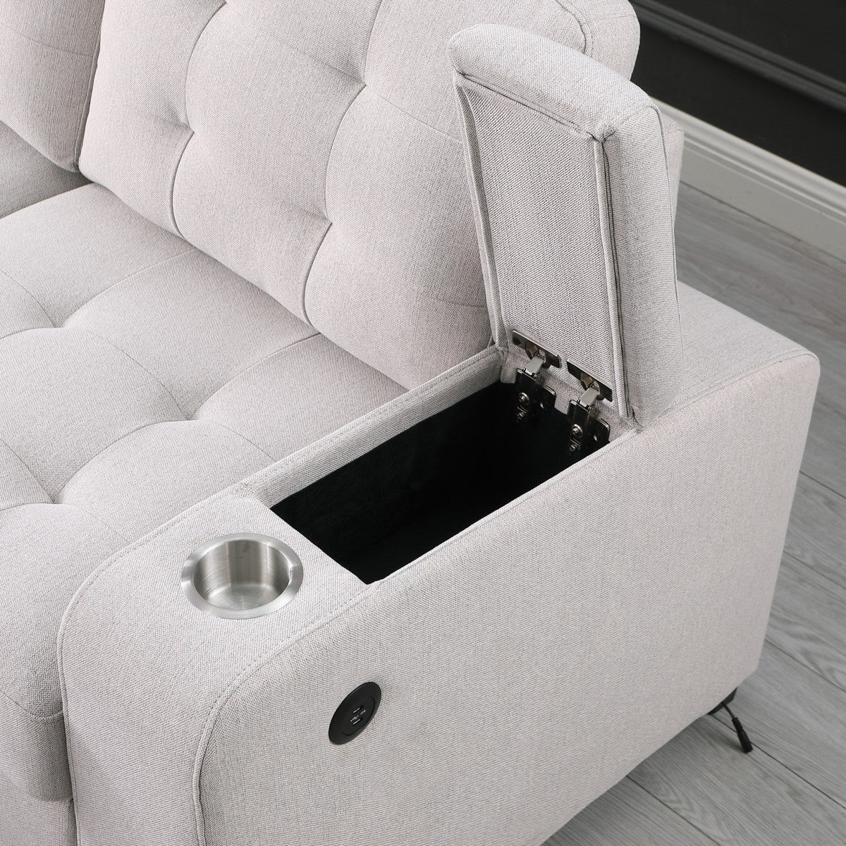 Tufted Sectional Sleeper – Beige