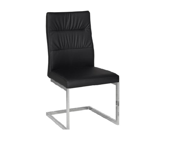 Elegant Black Fabric Dining Chairs Set of Two, Modern Chrome Legs