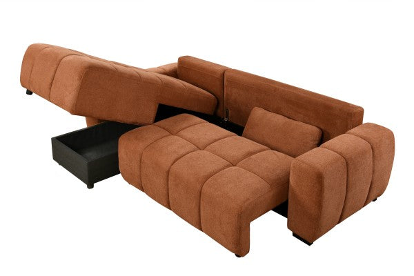 LHF Luxury Multifunctional Sectional Sleeper in Burnt Orange