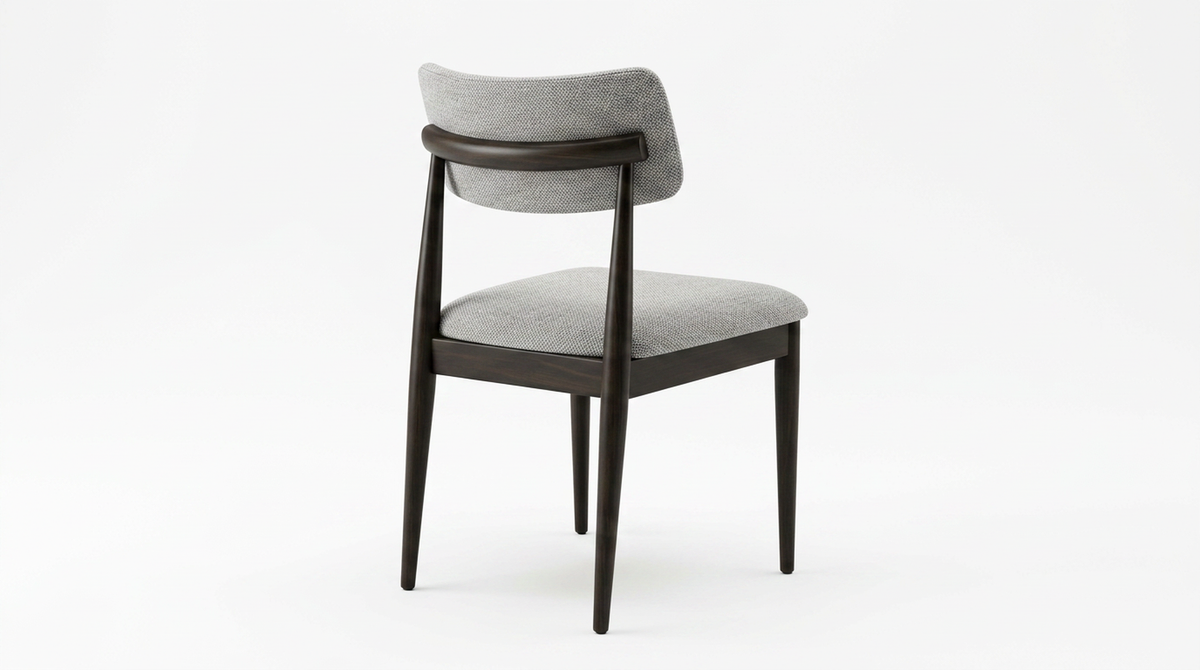 Open-Back Upholstered Dining Chair, Dark Wood Frame