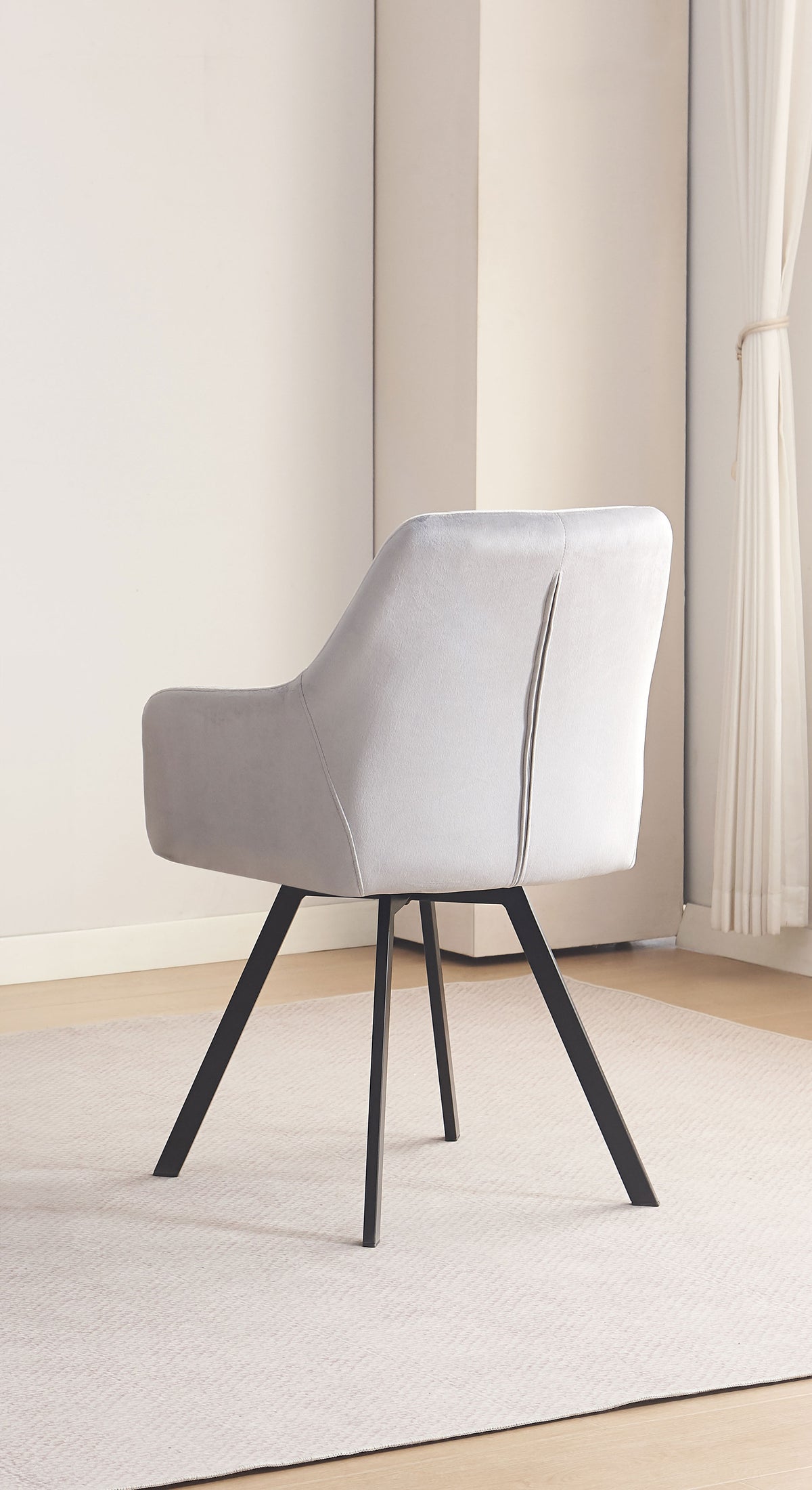 Channel-Stitch Swivel Dining Armchair – Set of 2