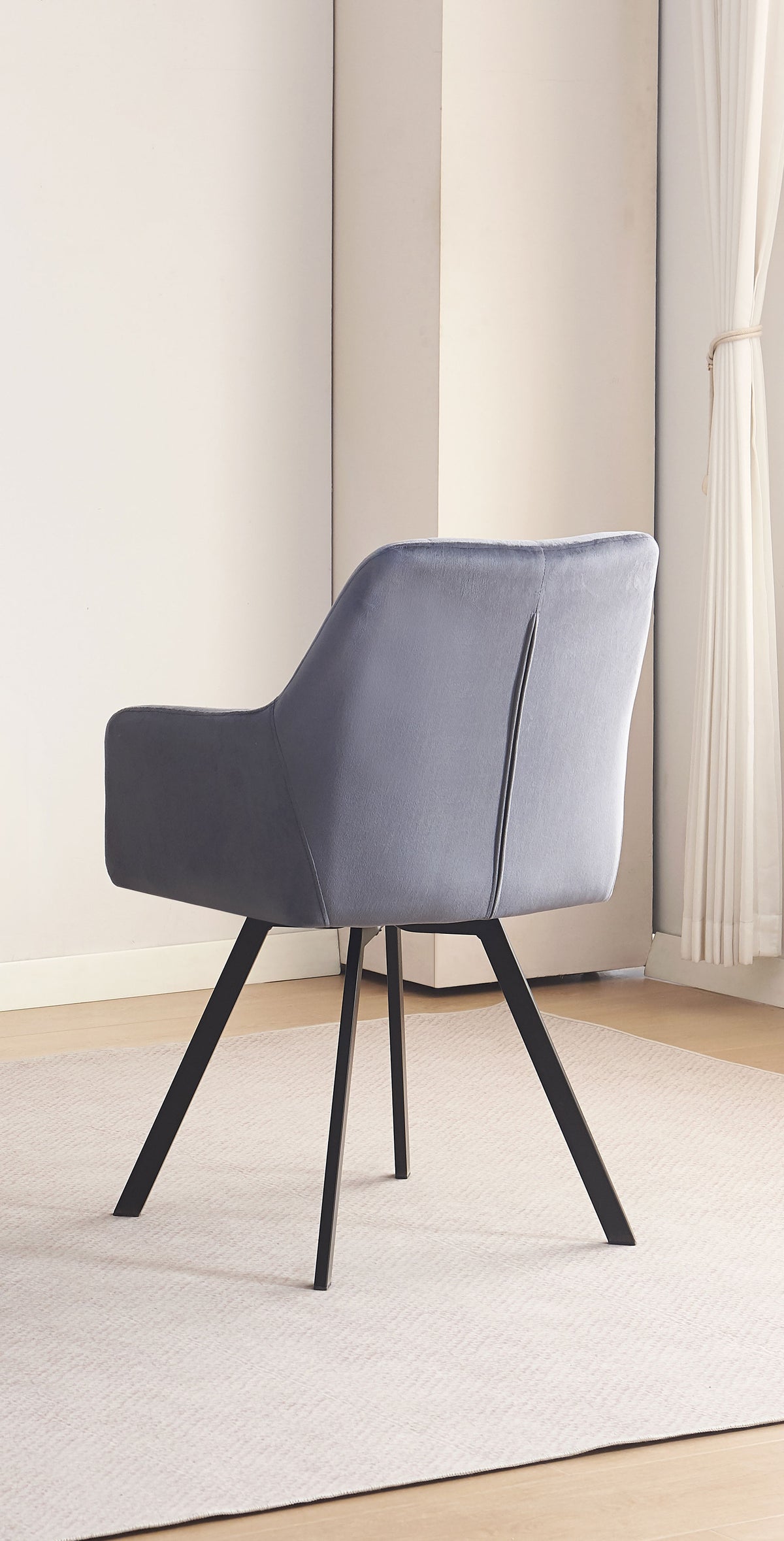 Channel-Stitch Swivel Dining Armchair – Set of 2