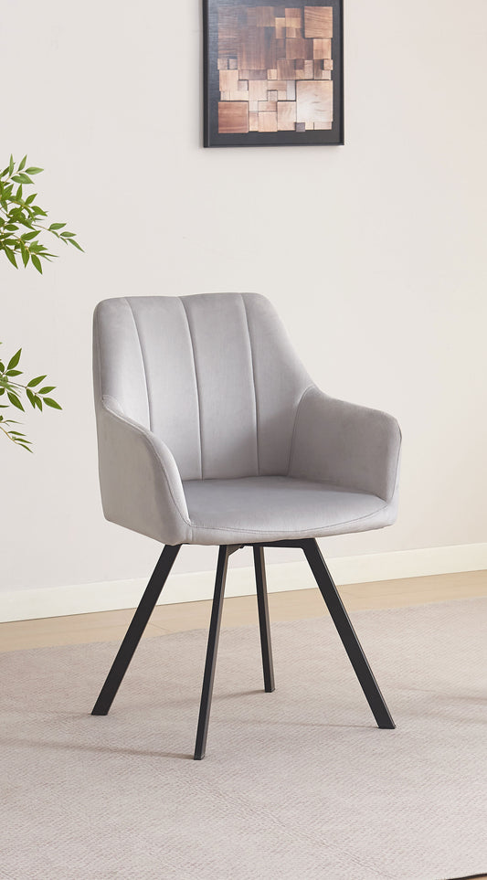 Channel-Stitch Swivel Dining Armchair – Set of 2