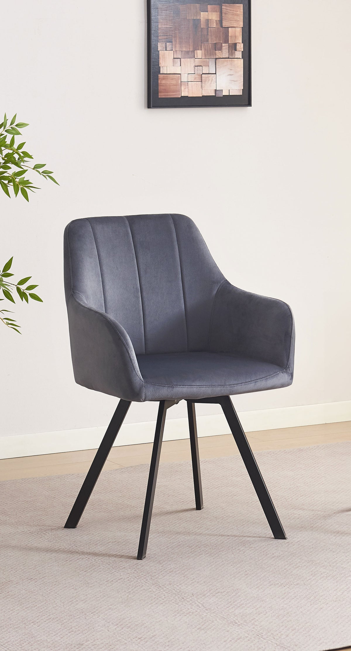 Channel-Stitch Swivel Dining Armchair – Set of 2