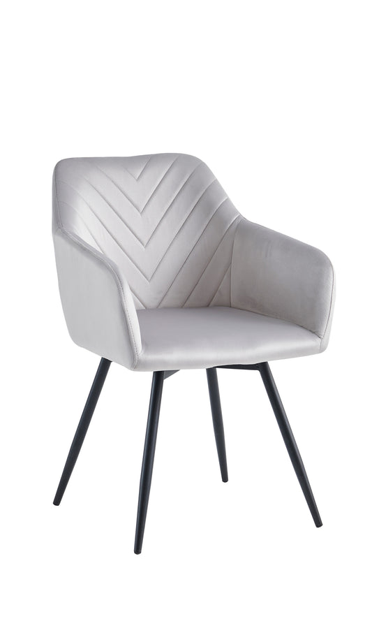 Channel-Stitch Velvet Dining Armchair – Set of 2