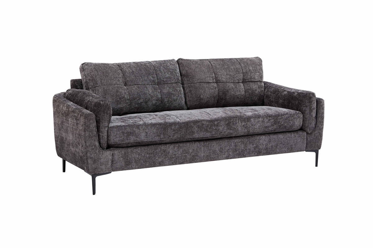 Channel-Tufted Contemporary 3-Piece Sofa Set – Charcoal Grey