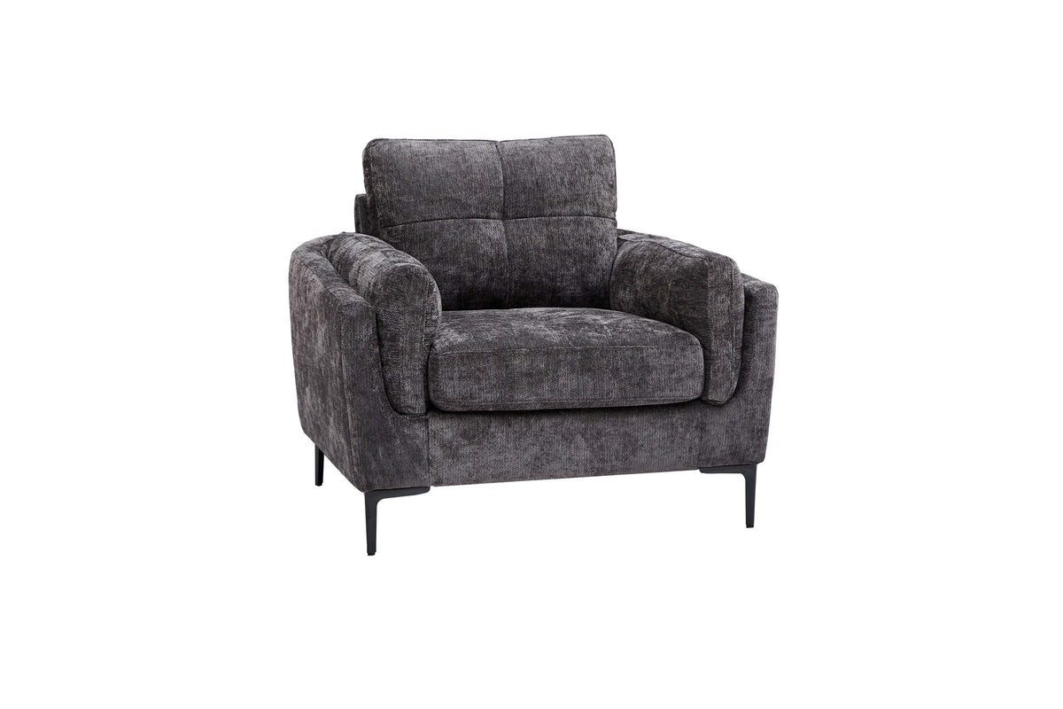 Channel-Tufted Contemporary 3-Piece Sofa Set – Charcoal Grey
