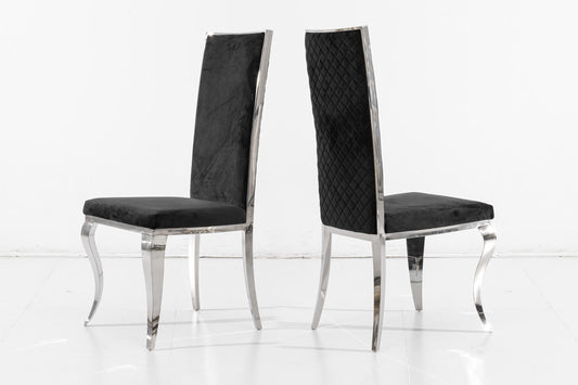 Channel-Tufted Tall-Back Dining Chair