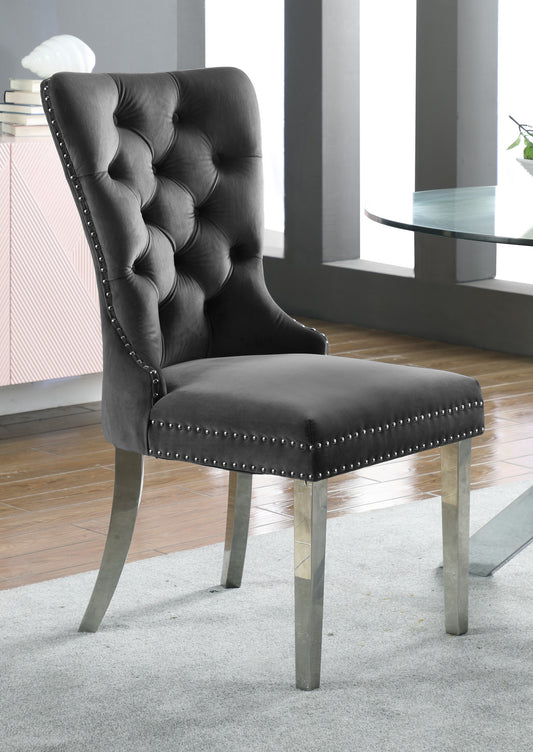 Chrome Knocker Tufted Velvet Dining Chair – Set of 2
