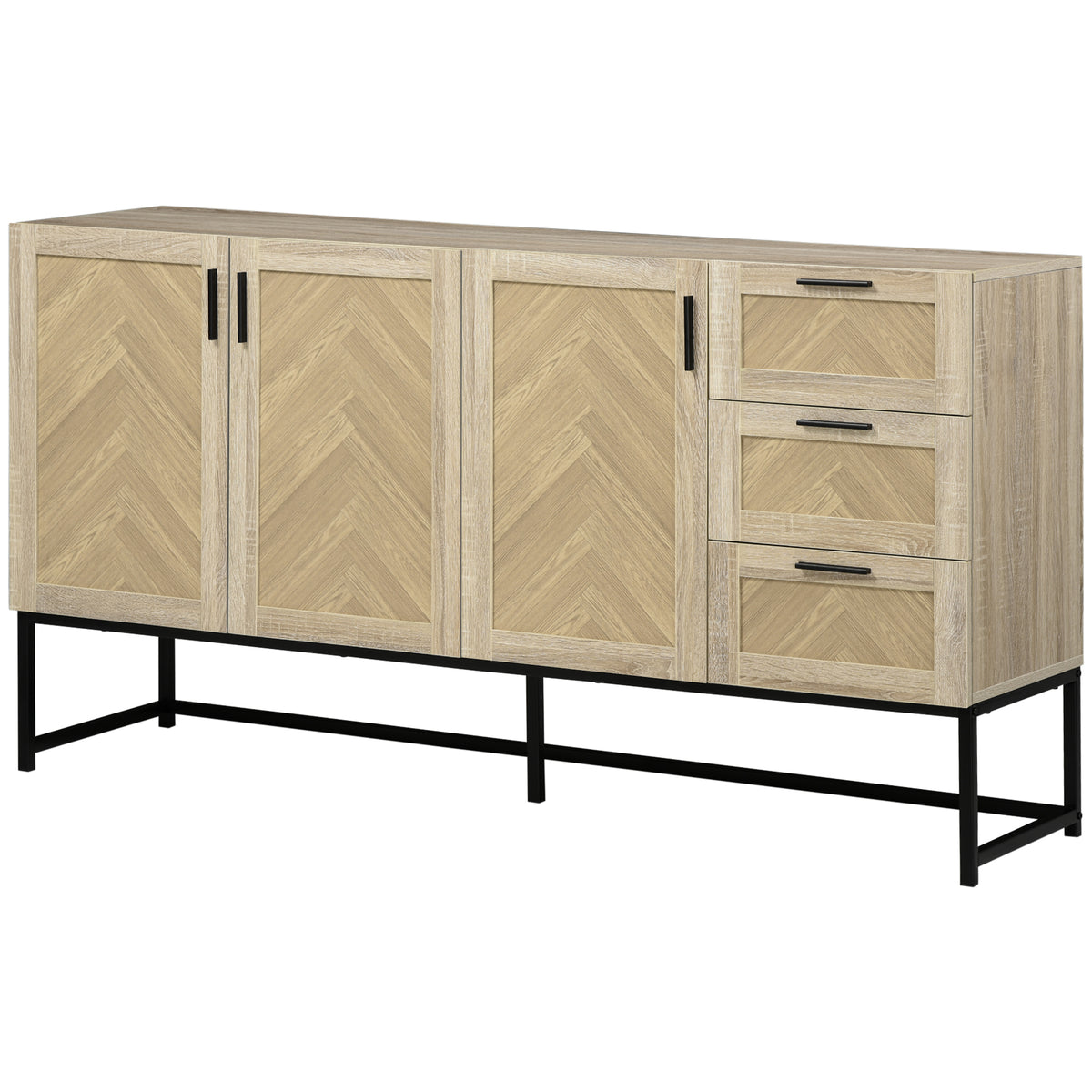 Buffet Cabinet with Drawers and Adjustable Shelves – 62"W x 34"H