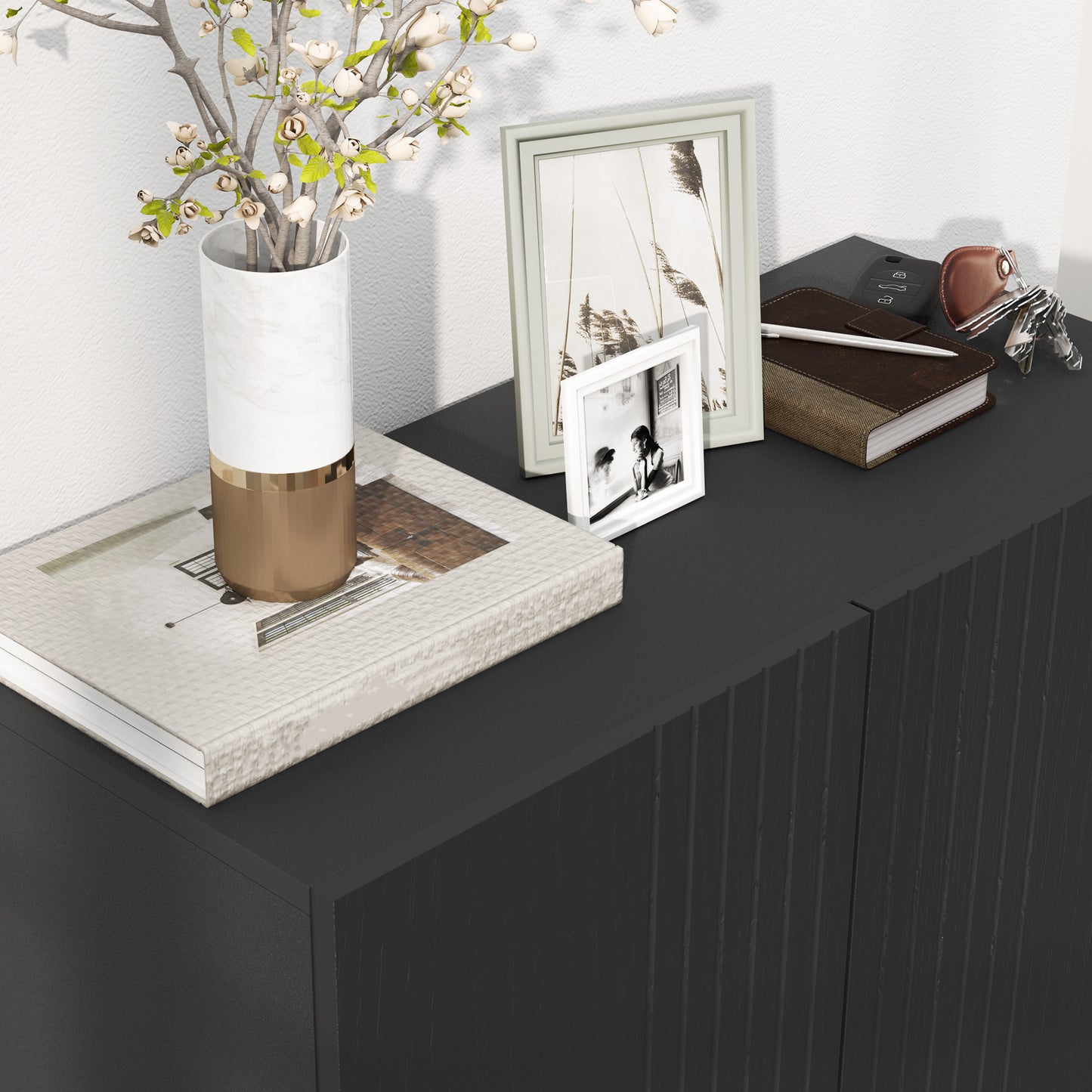 HOMCOM Slim Black Shoe Storage Cabinet with Adjustable Shelves for 15-20 Pairs