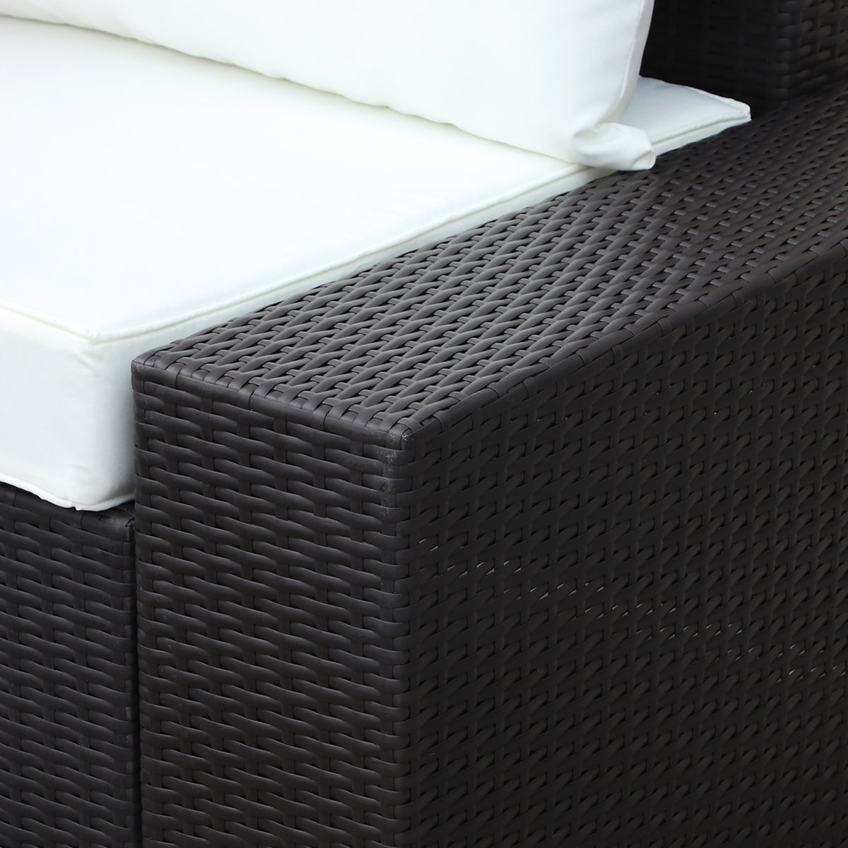 6 Piece Outdoor Wicker Furniture Set, Patio Cushioned Rattan Sofa Chair and Table