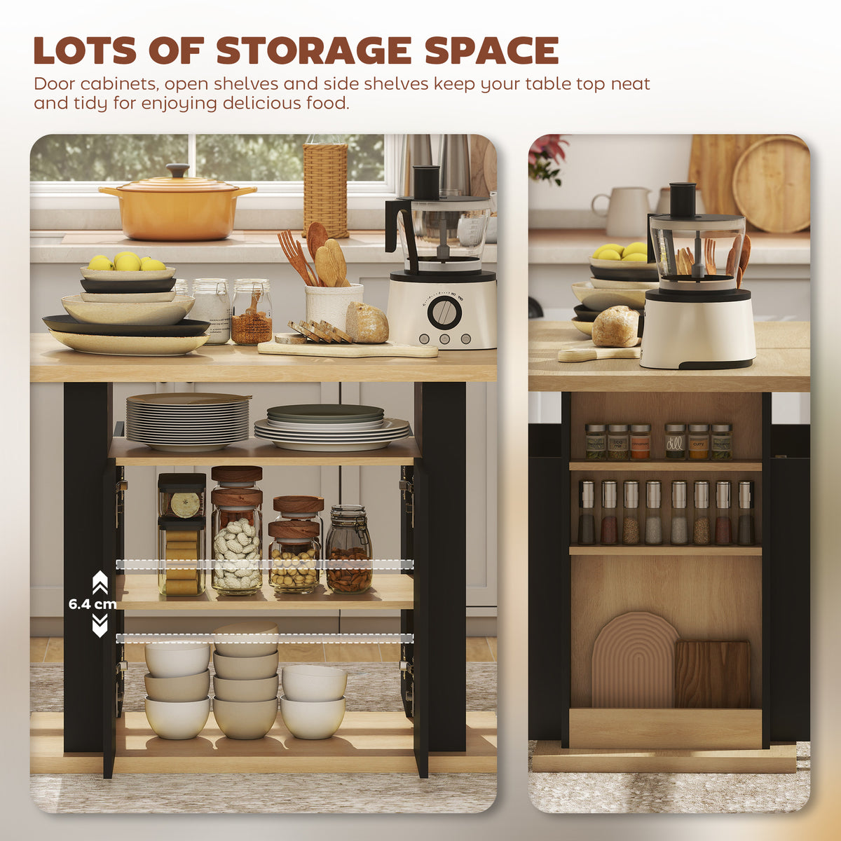 Kitchen Island Dining Table with Storage Cabinet – 43"W x 30"H