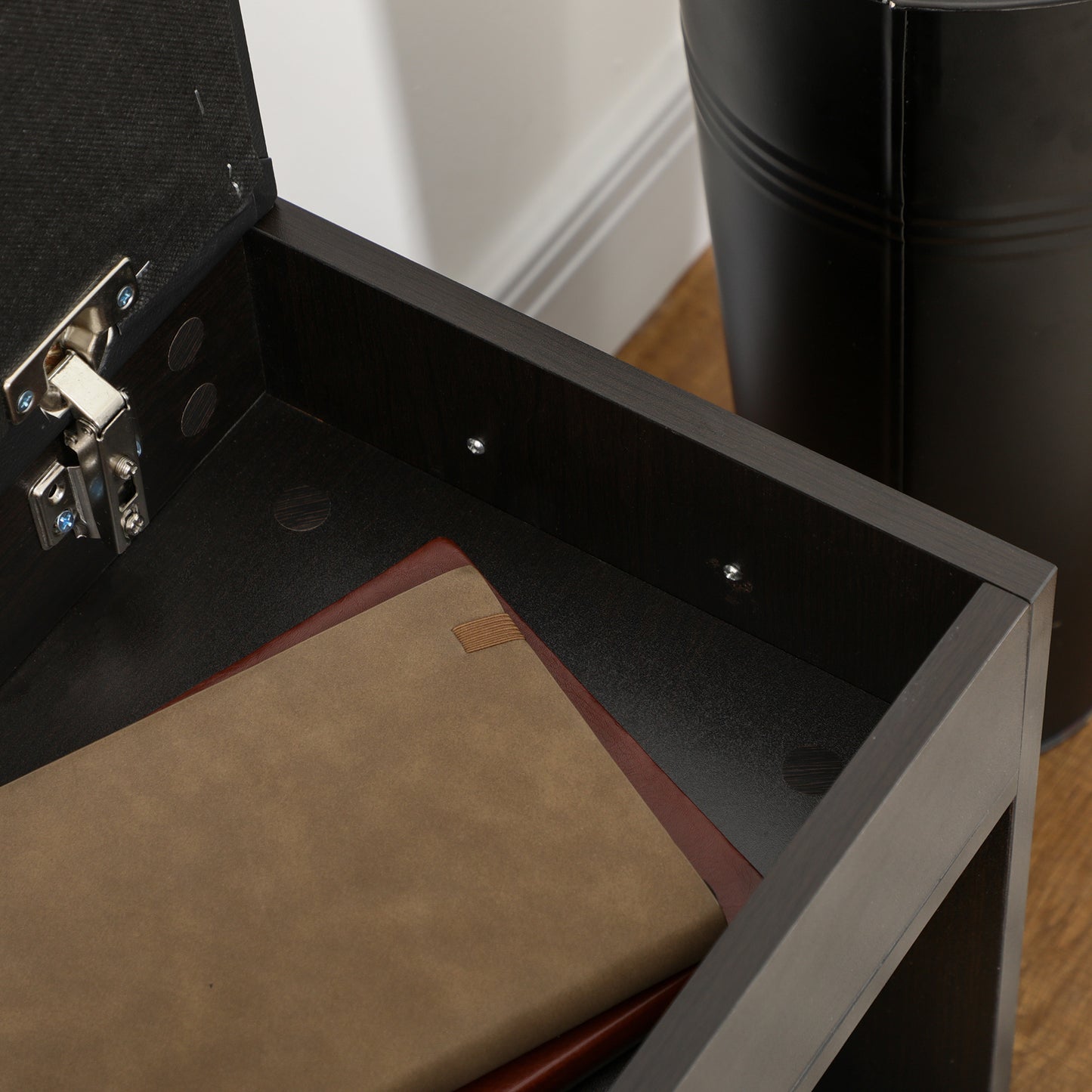 HOMCOM Entryway Shoe Bench with Padded Cushion, Hidden Storage, Black