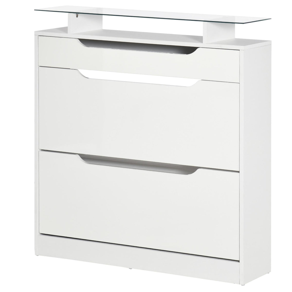 High Gloss Shoe Cabinet with 2 Flip Drawers – 35"W x 38"H