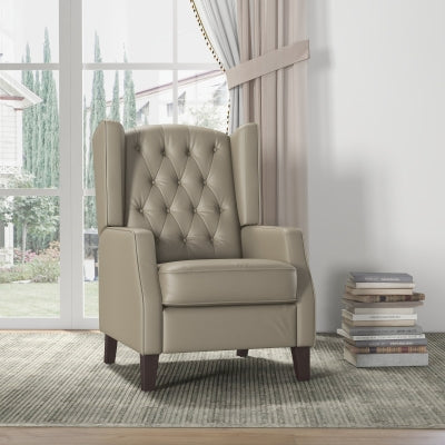 HOMCOM Modern Khaki Faux Leather Accent Chair with Thick Padded Wingback