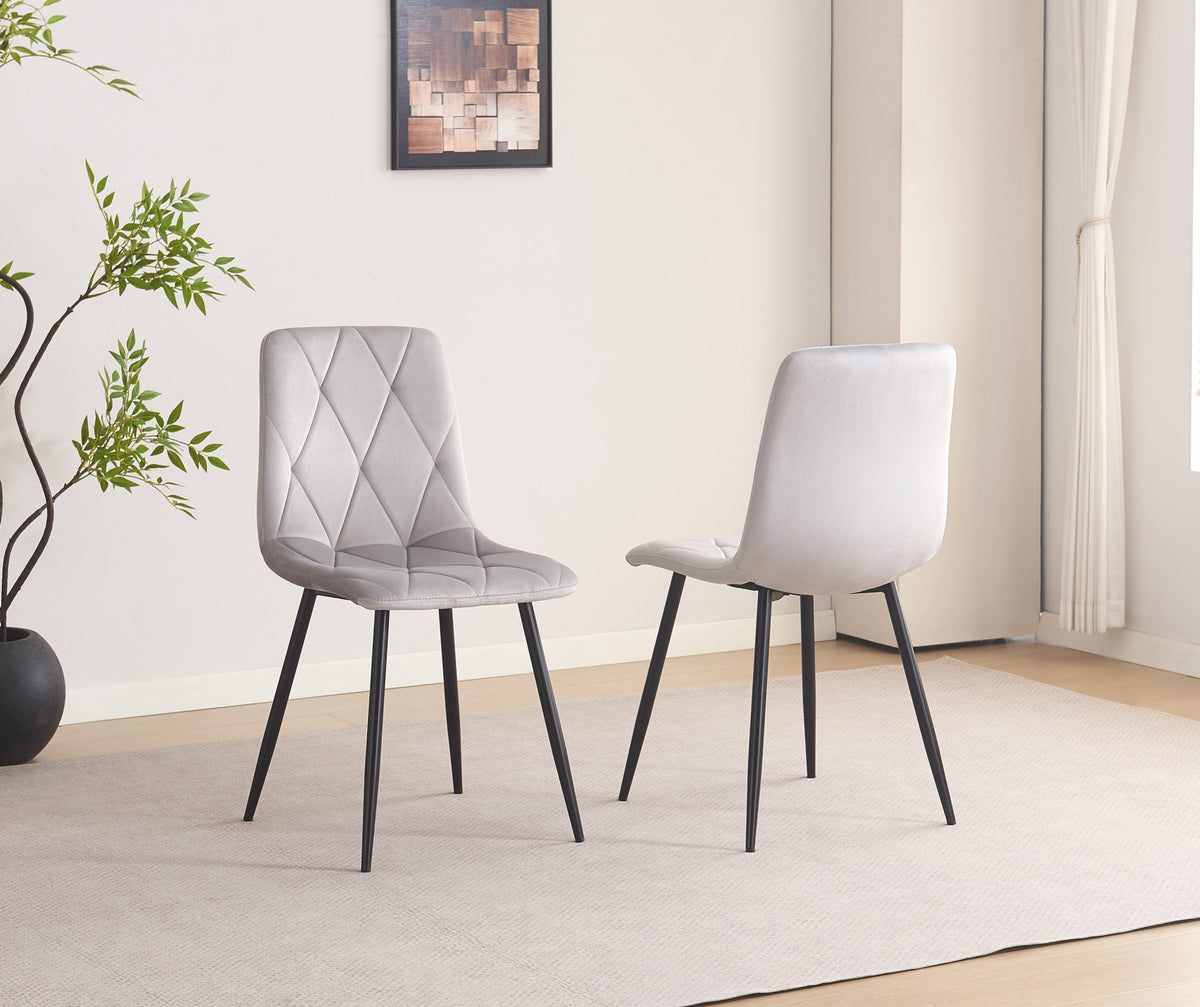 Compact Sintered Stone Dining Set with Velvet Chairs