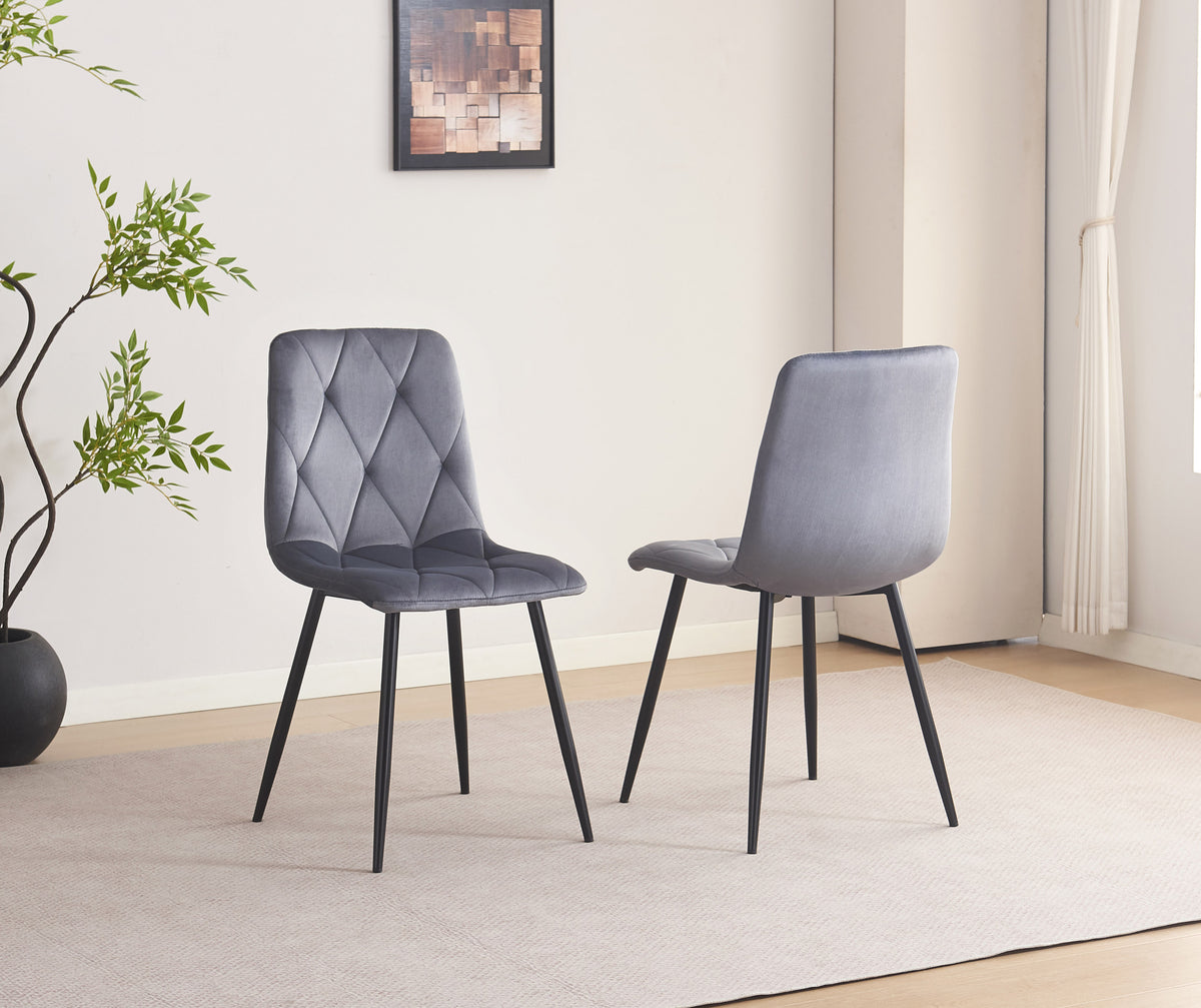 Compact Sintered Stone Dining Set with Velvet Chairs