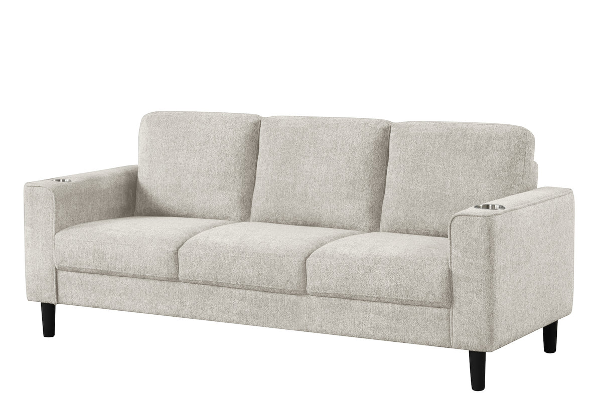 Contemporary 3-Piece Sofa Set with Cup Holders – Beige