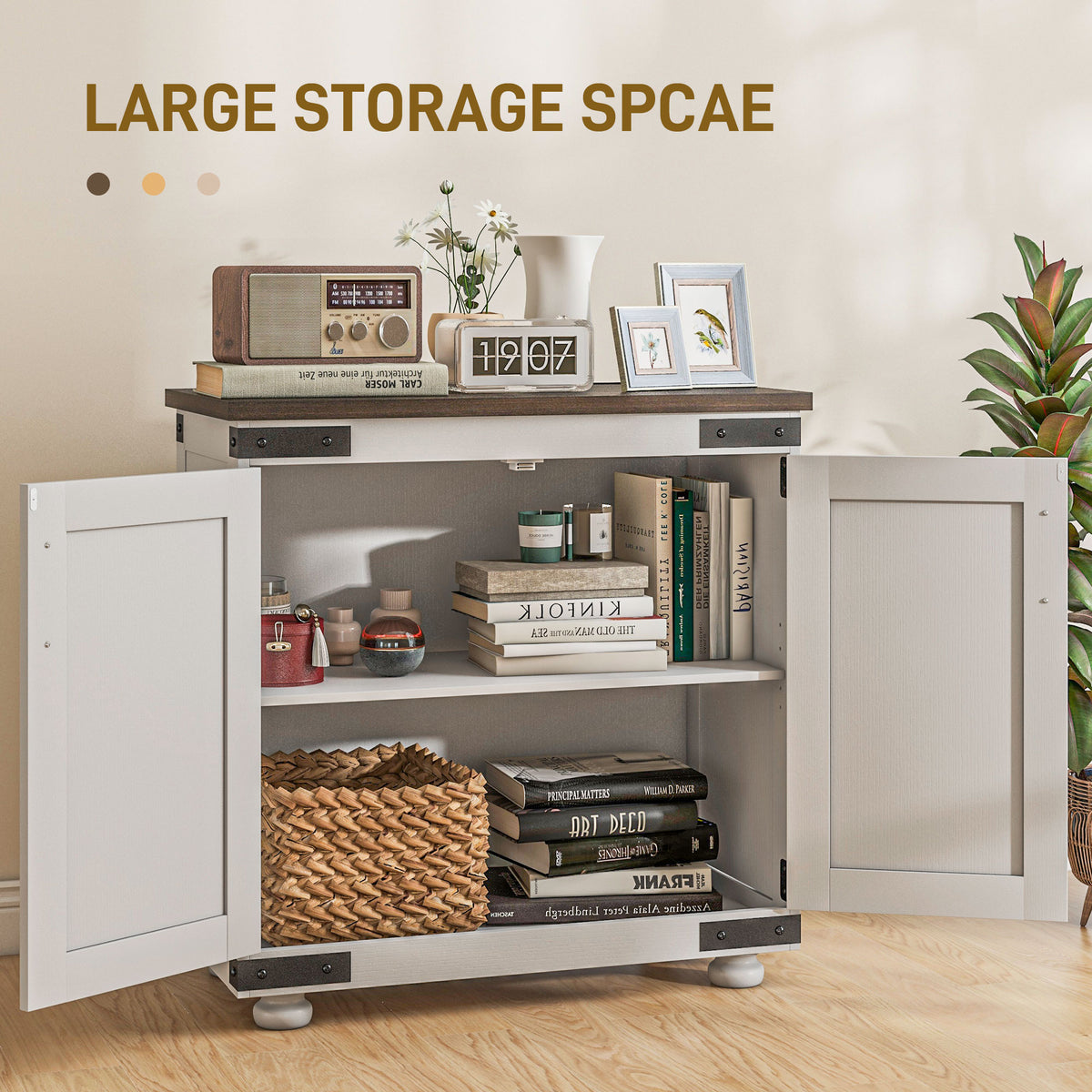 Kitchen Storage Cabinet with Barn Door and Adjustable Shelves – 31"W x 31"H