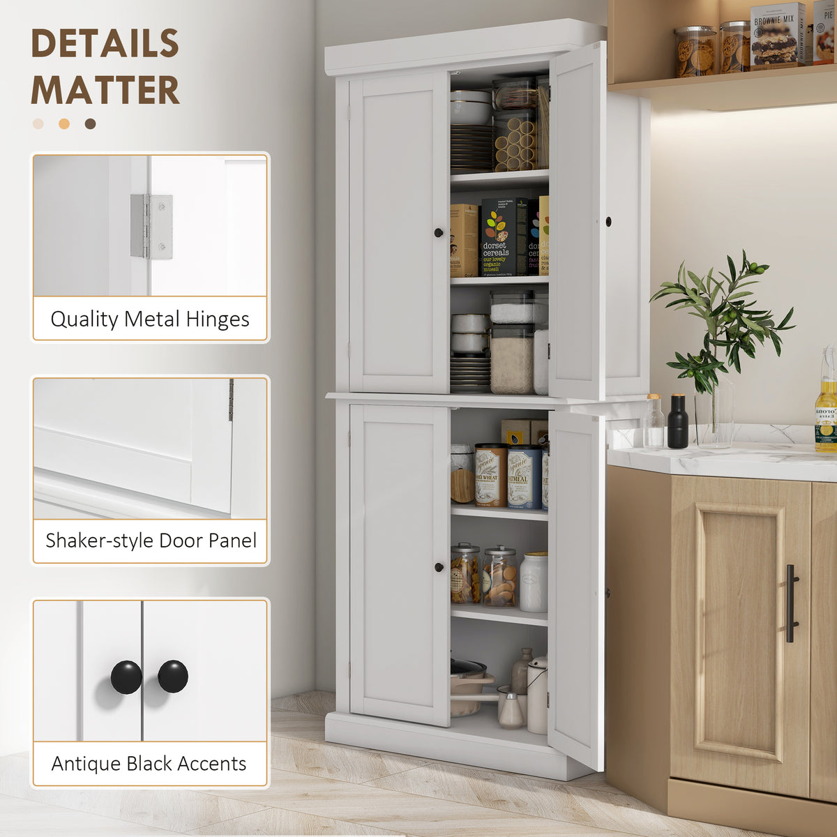 Freestanding Kitchen Pantry Cabinet with 4 Doors – 30"W x 73"H