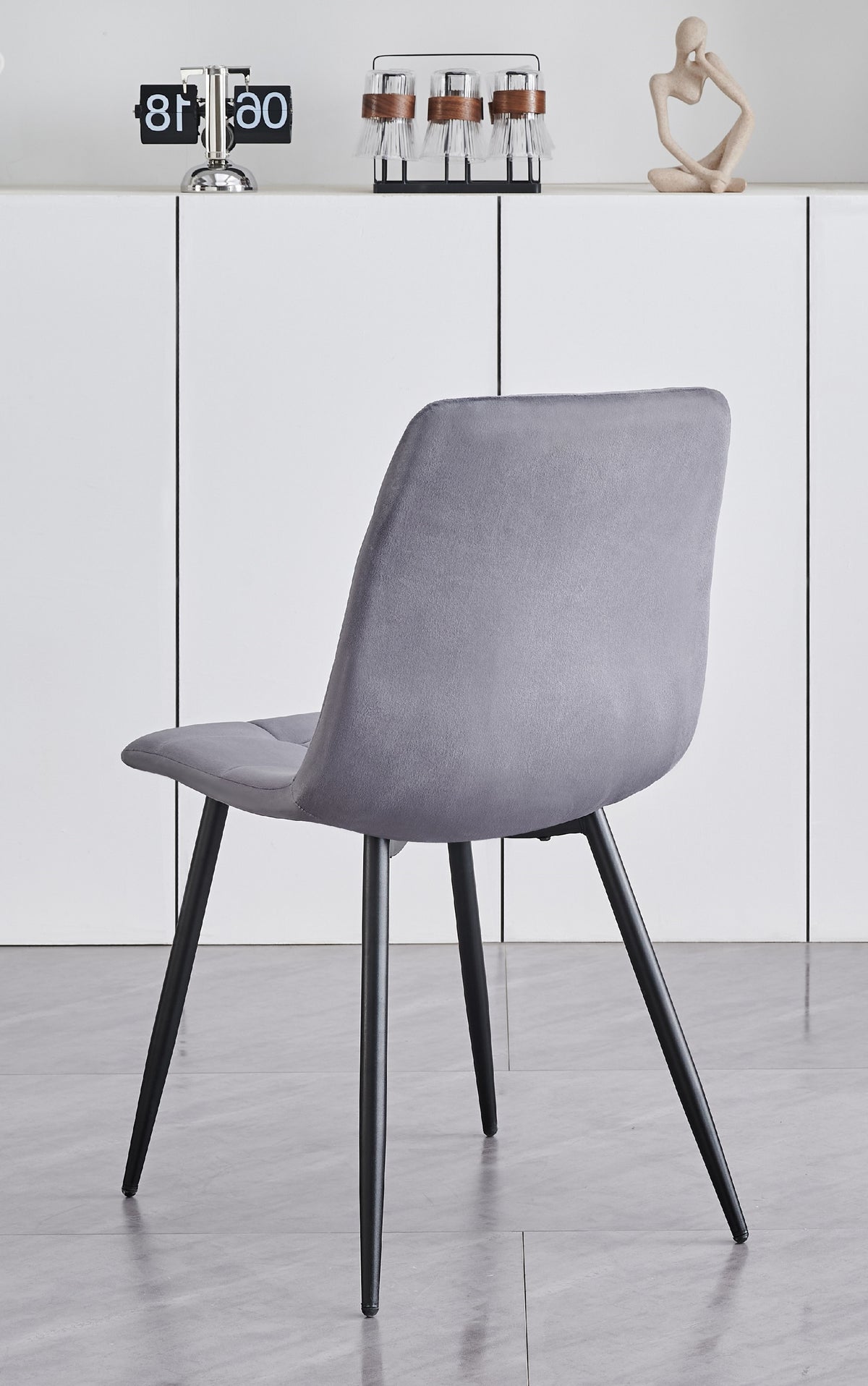 Cross-Stitch Dining Chair with Black Steel Legs – Set of 4