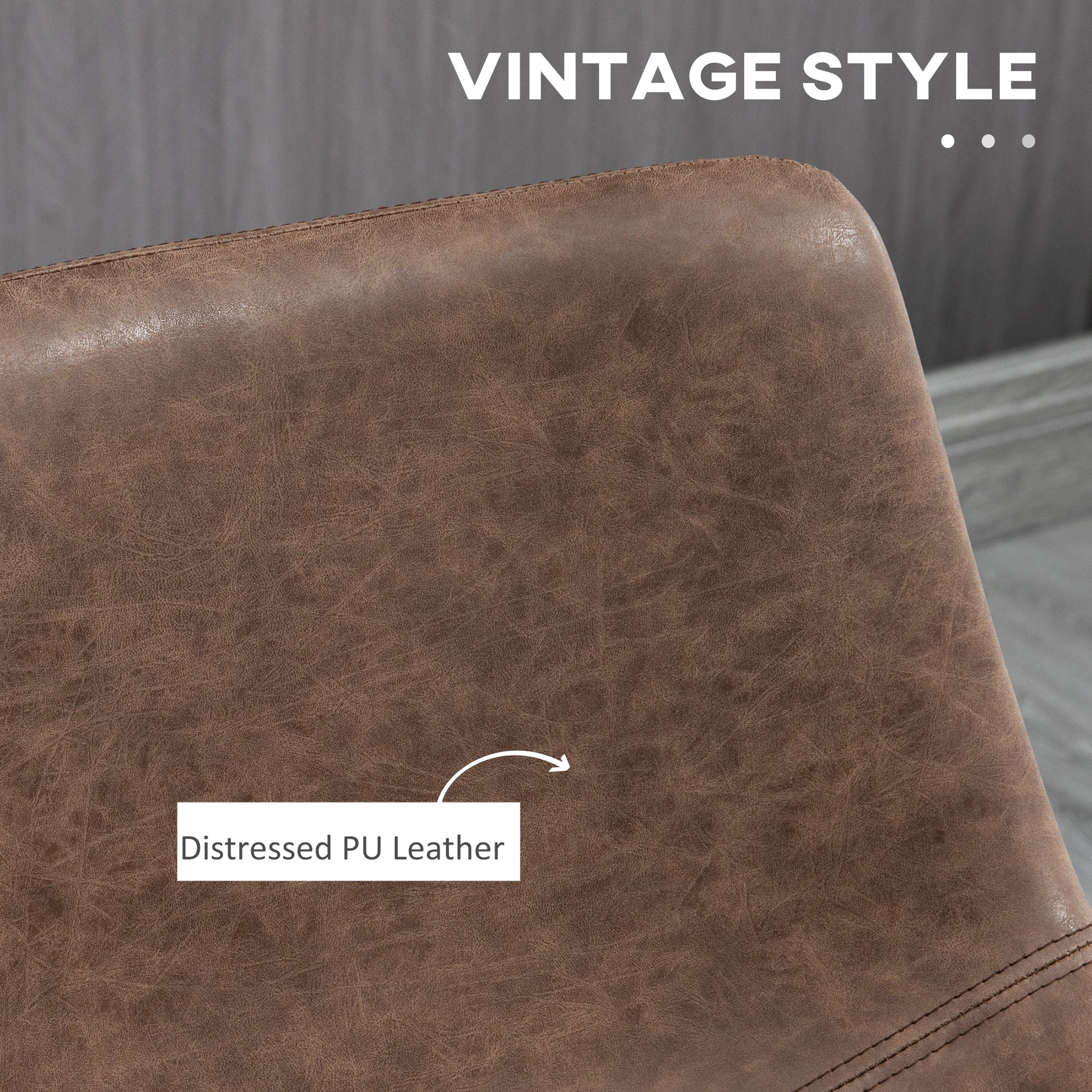 Stylish Vintage PU Leather Counter Height Bar Stools, Set of Two