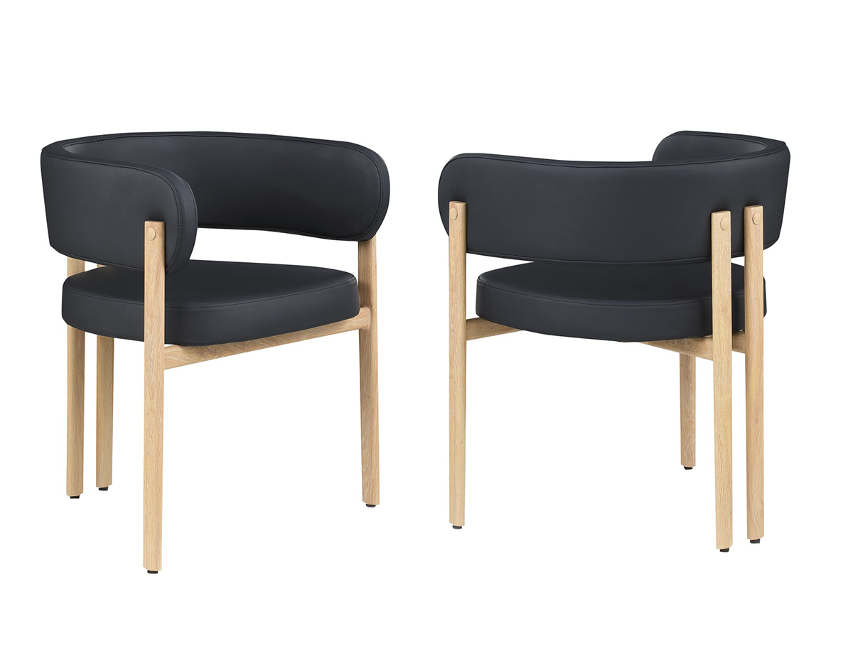 Curved Dining Chair, Set of 2 – Black/Oak