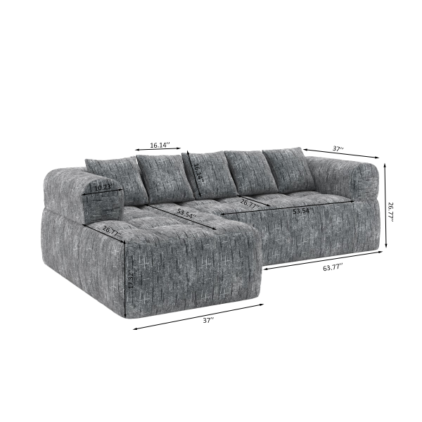 Brassex Grey Modern Sectional Sofa With Premium Fabric