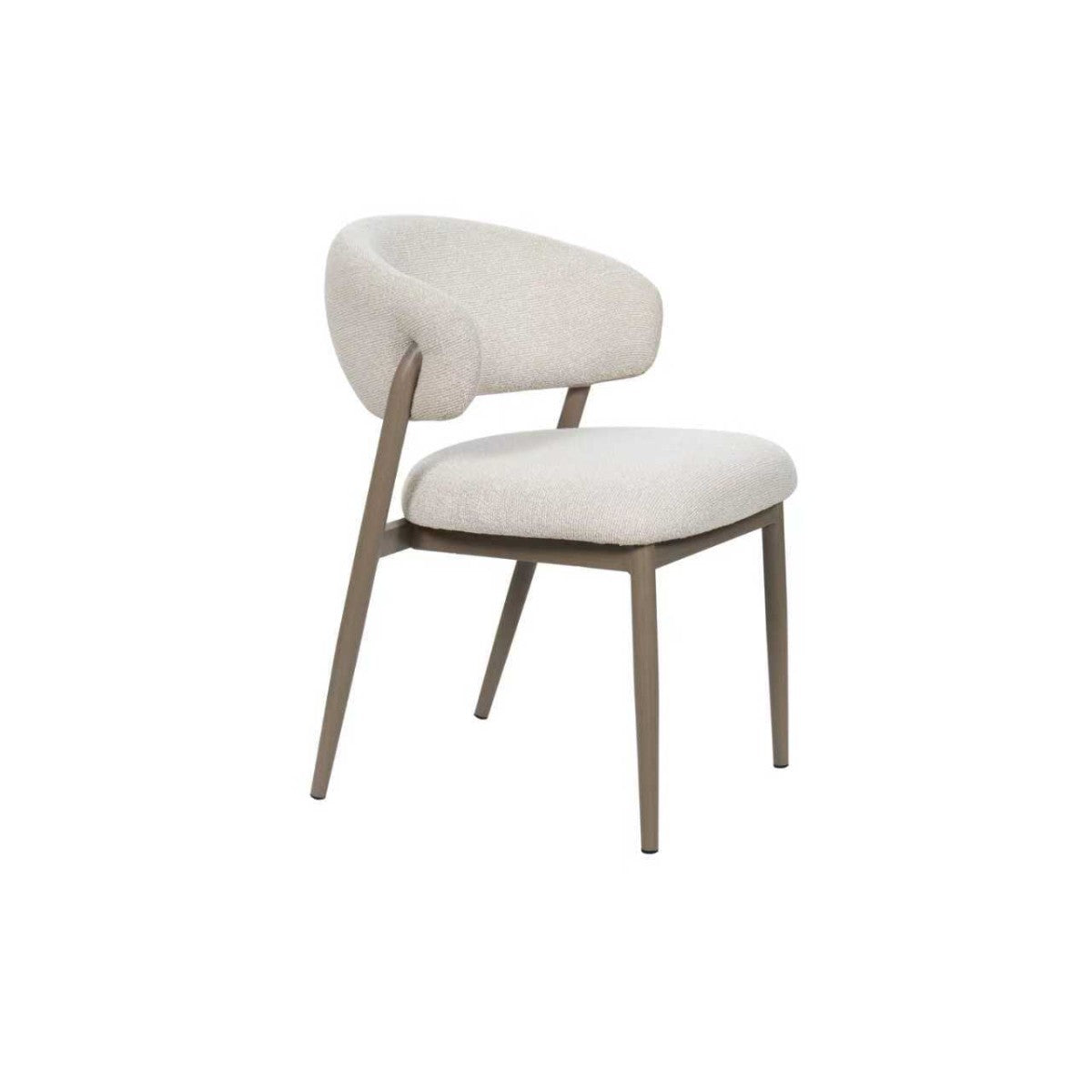Curved Boucle Dining Chair, Set of 2 – Tobacco/Beige