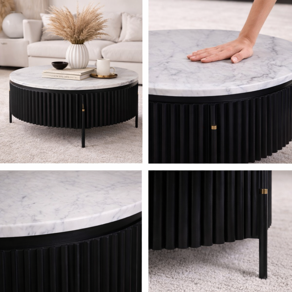 Marble Coffee Table – Black (Style 3)