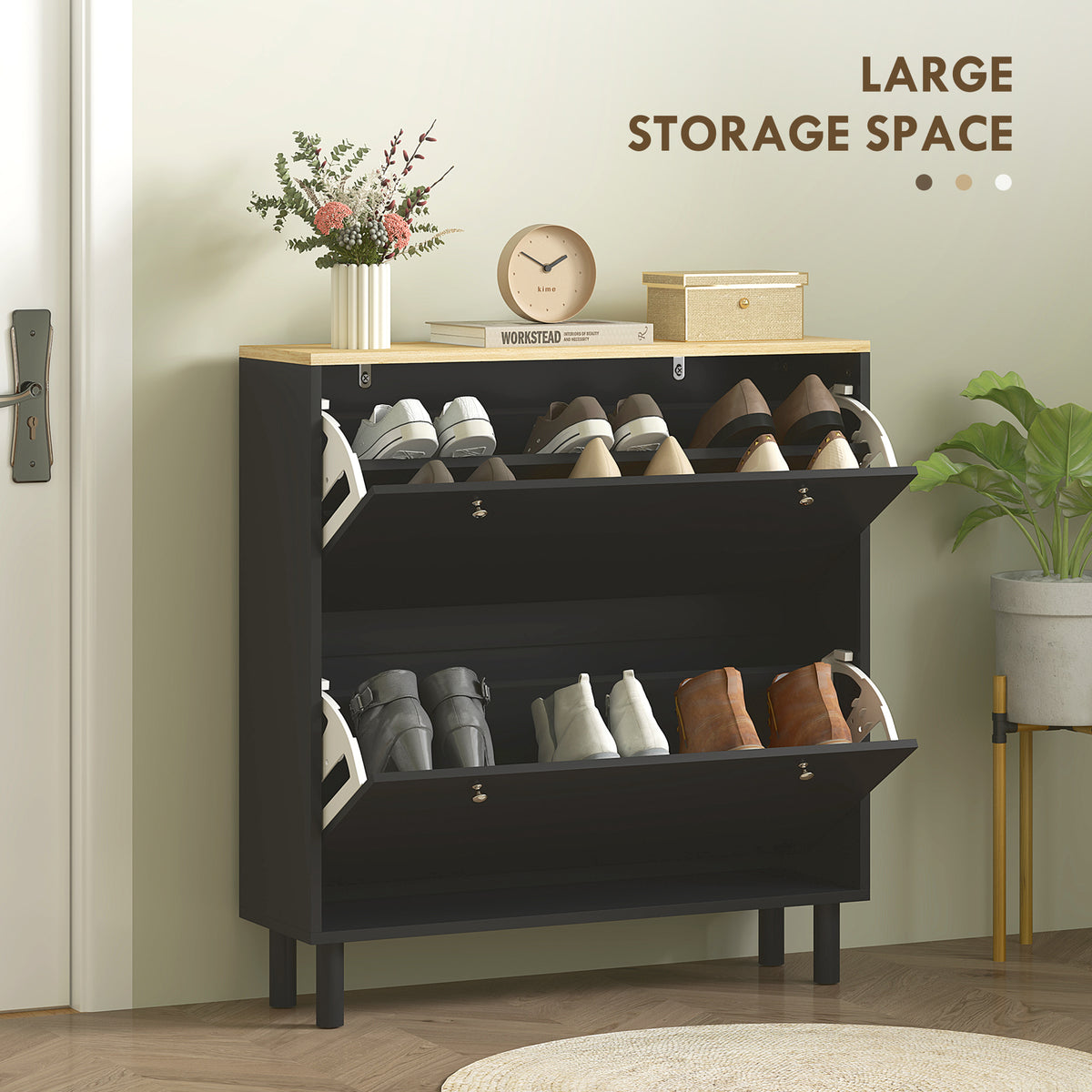 Shoe Cabinet with 2 Drawers and Adjustable Shelves – 32"W x 34"H