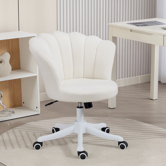 Office Chair, Armless Swivel Desk Chair with Adjustable Height, Backrest, Cream White
