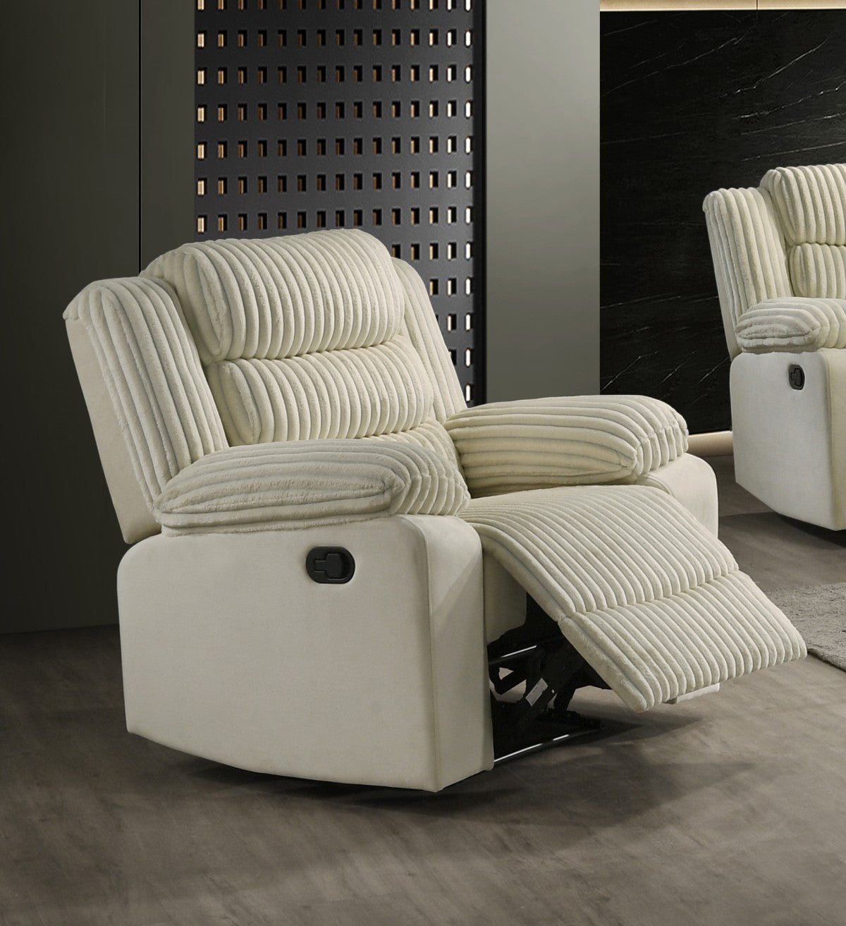 Romilly Series Corduroy Recliner Chair in Cream for Ultimate Comfort
