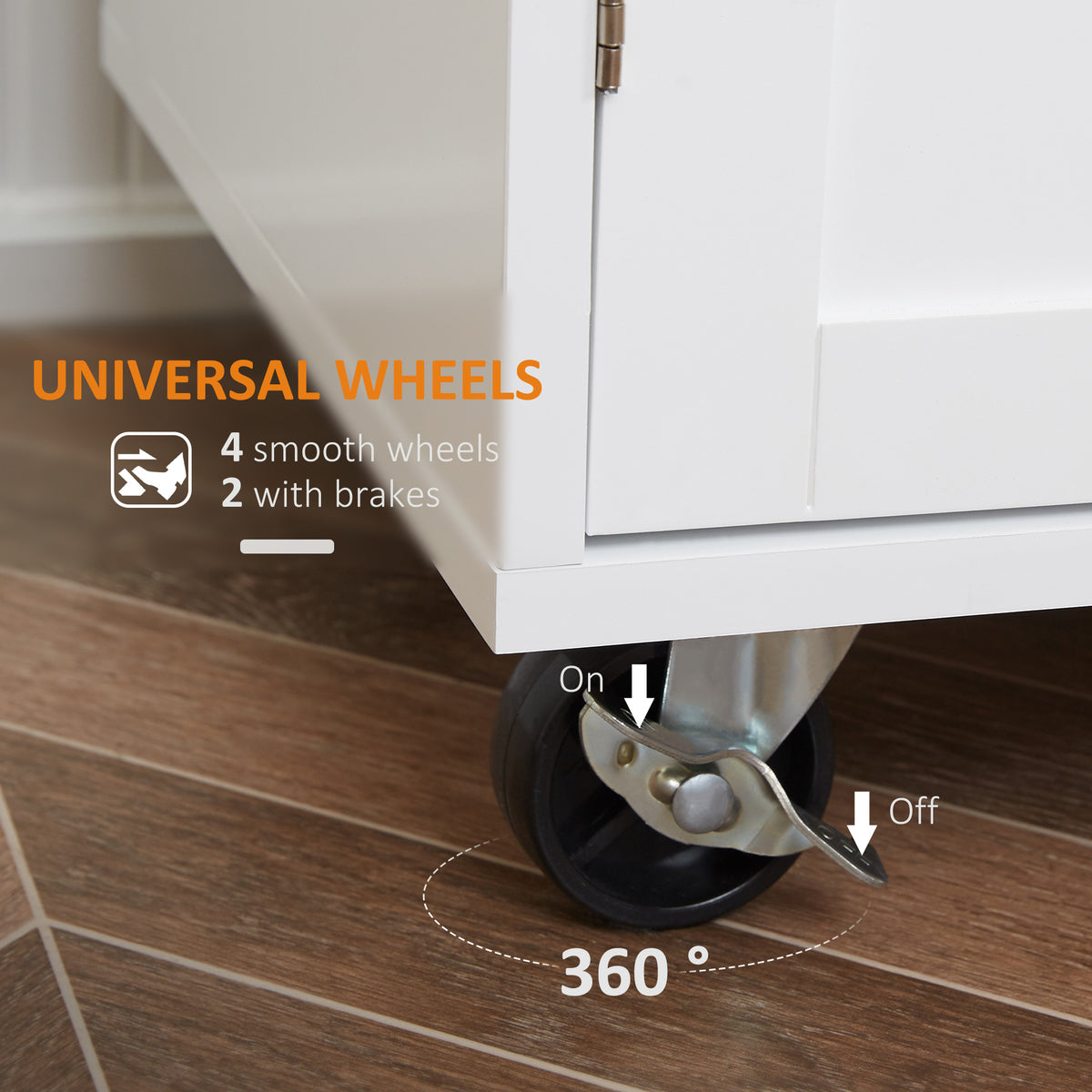 Rolling Kitchen Island Cart with Wood Top – 33"W x 36"H