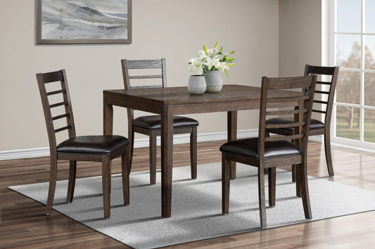 Upholstered Acacia Wood 5-Piece Dining Set – Espresso